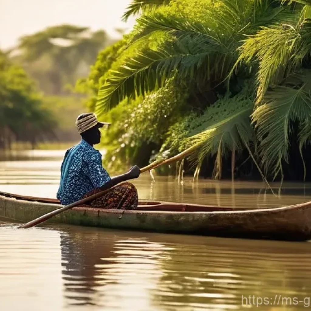 감비아와 아프리카 연합 - **Gambia's Ecotourism and Serenity:** A wide, cinematic shot capturing the tranquil beauty of The Ga...