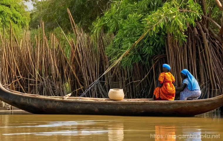 감비아에서의 로컬 커뮤니티 체험 - "A captivating scene of traditional Gambian music and dance, set in a village under a warm, moonlit ...