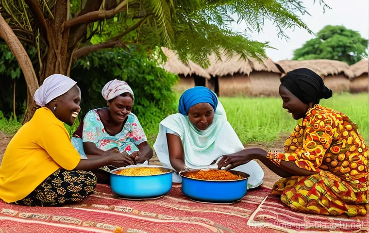 감비아 전통 종교 축제 - **Prompt 2: "A captivating scene of traditional Gambian music and dance during a festive gathering. ...