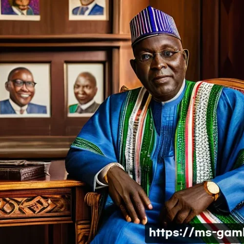 감비아 유명 인물 - A dignified portrait of Dawda Jawara, the first president of Gambia, depicted in traditional West Af...